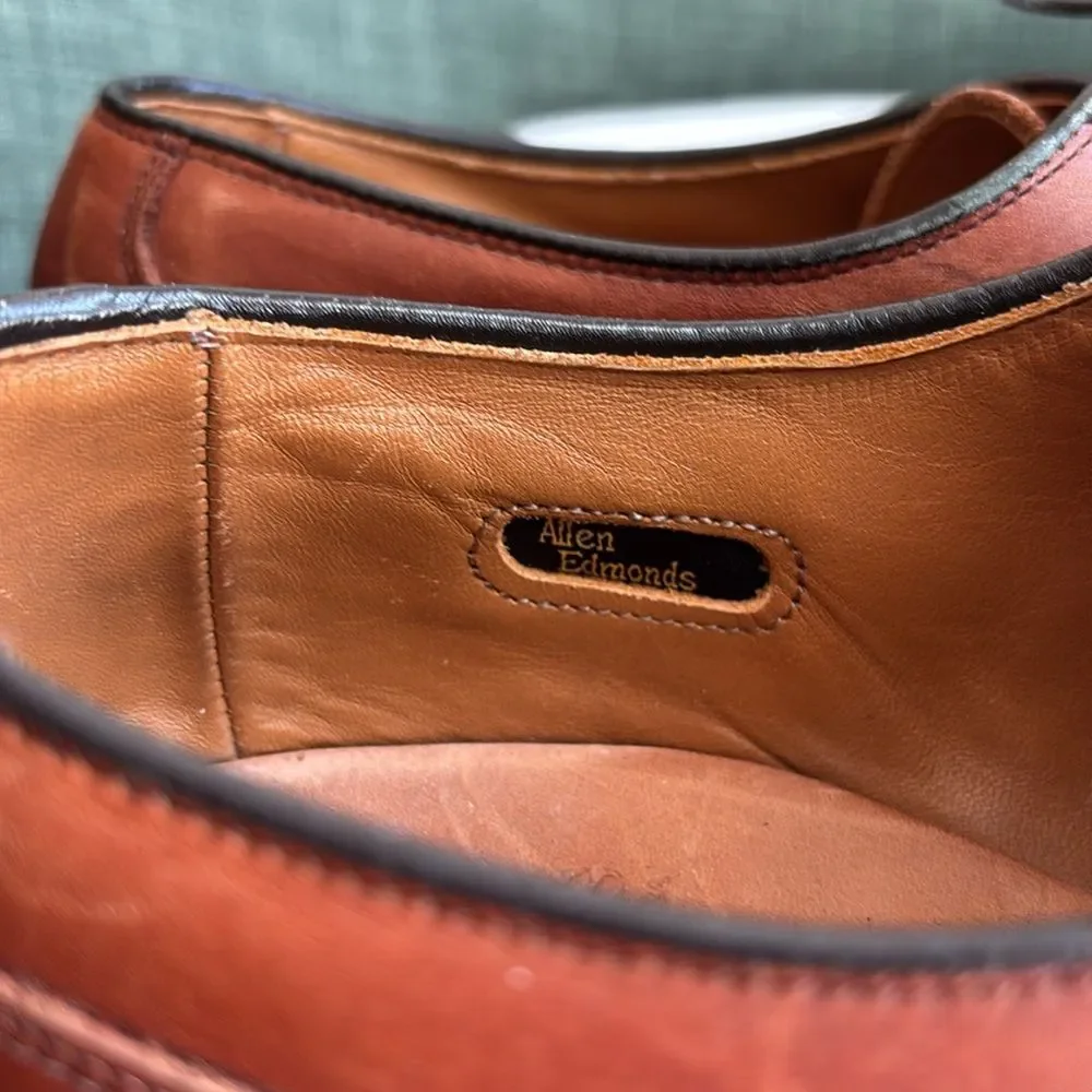 Allen Edmonds Men’s Bradley Rich Brown Leather Oxfords loafers size 8.5 C Work